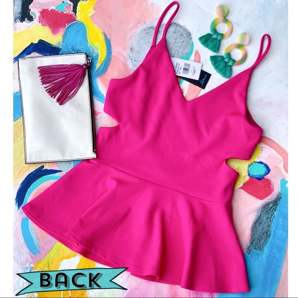 NWT Dillard’s Soprano Pink Peplum Top w/ Cutouts💕 - Picture 2 of 3